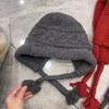 Sweet and cute red knitted hat, warm in autumn and winter, thickened ear protectors, small wool hat, Rafa hat.