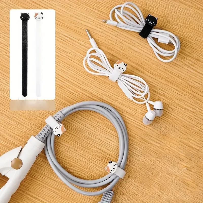 1/4PCS Cat Data Cable Storage Strap Velcro Cable Tie Cable Organizer Computer Cable Tie Organizing Wire Fixer