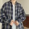 Men's Hong Kong-Style Plaid Shirt: Trendy Japanese Long-Sleeve for Spring & Autumn