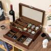 Used ProCase Wooden Men's Jewelry Box, 2 Tier Watch Holder & Sunglasses Box Organizer, Display Case with Clear Glass Top and Storage Drawer