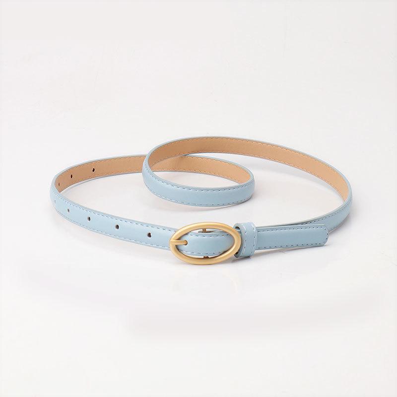 New Women's Fresh Thin Belt - Dopamine Oval Buckle, Fashionable & Versatile for Dresses