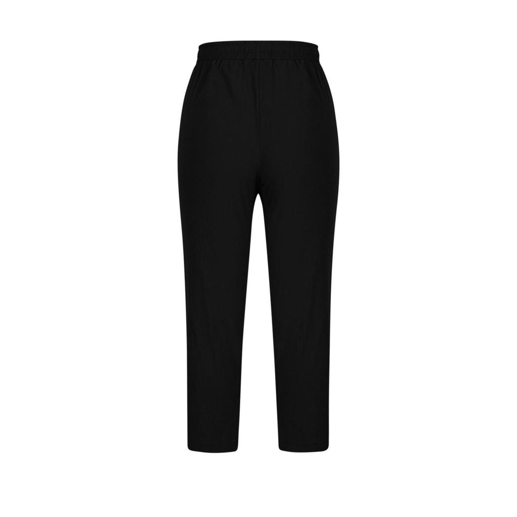 Pantalon droit décontracté pour femme en coton et lin avec cordon de serrage et taille élastique