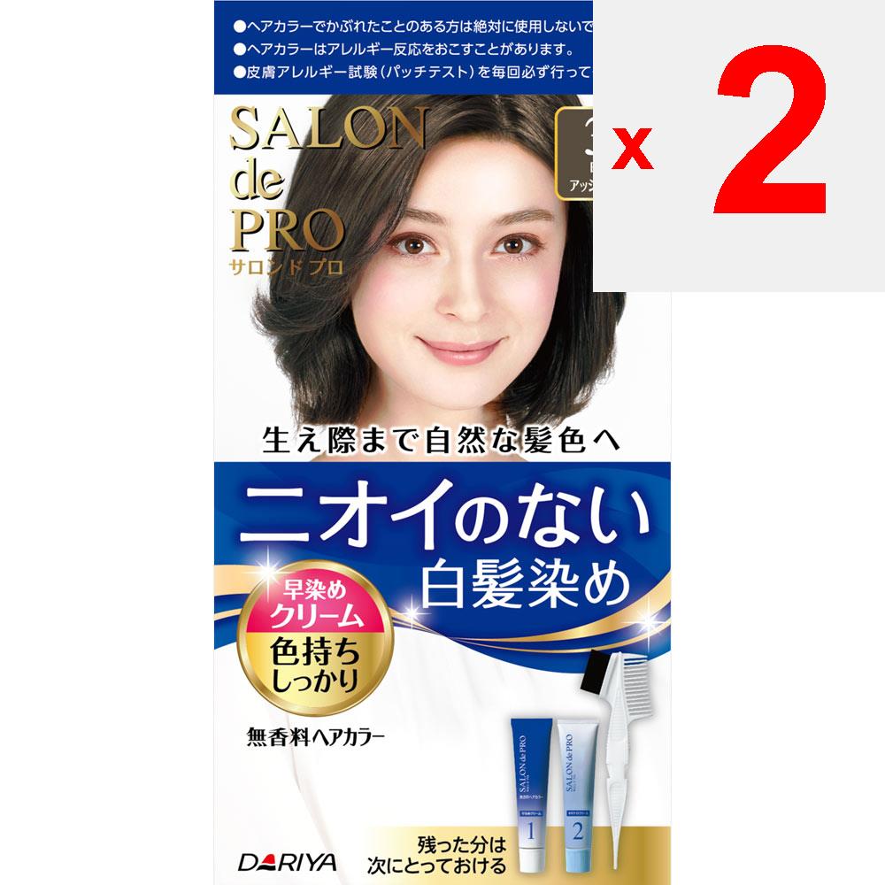 Dariya Salon De Pro Fragrance-Free Hair Color Quick Dye Cream (for Gray Hair) 3A 40g+40g (Quasi-drug) Graying Hair Cream Colorant for Gray Hair Always