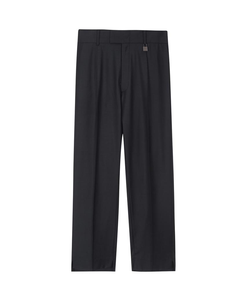 SEOKEY Dark Navy Semi-Wide Wool Pants (Unisex)