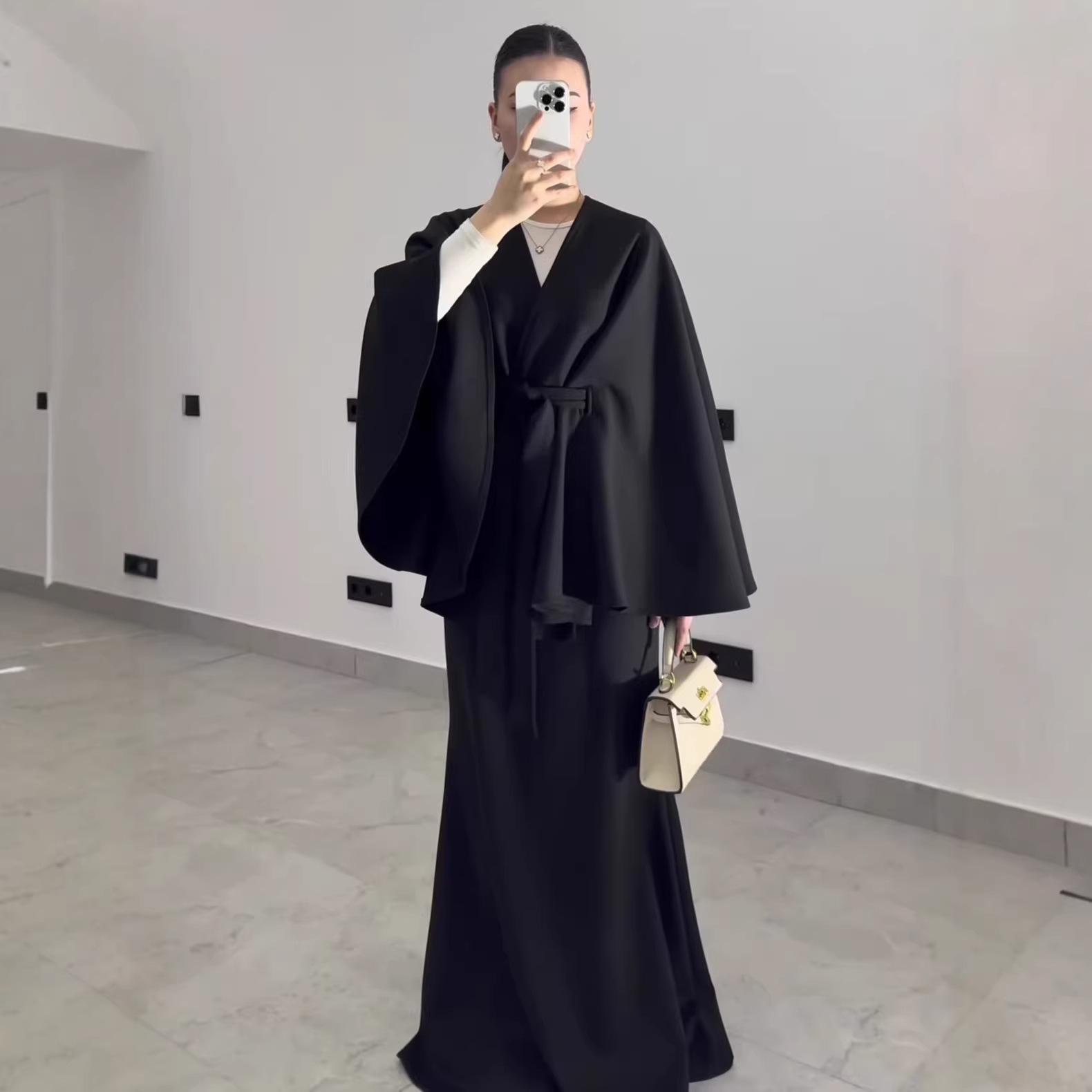 

2026 Spring Women s Casual Long Sleeve Tie-up Skirt Set Extra Large чёрный