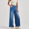 Women'S Jeans, Ladies Washed Casual High Waist Elastic Waistband Loose Fit Denim Pants and Clothing, Versatile Elegant Wide Leg Jeans for Women