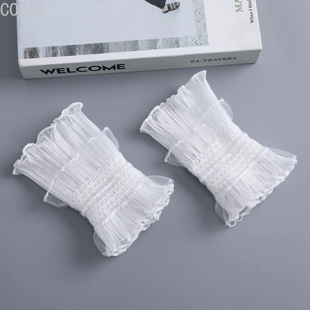 Cross-border Pleated Mesh Lace Sleeves Women's Decorative Cuffs Replacement Fake Sleeves