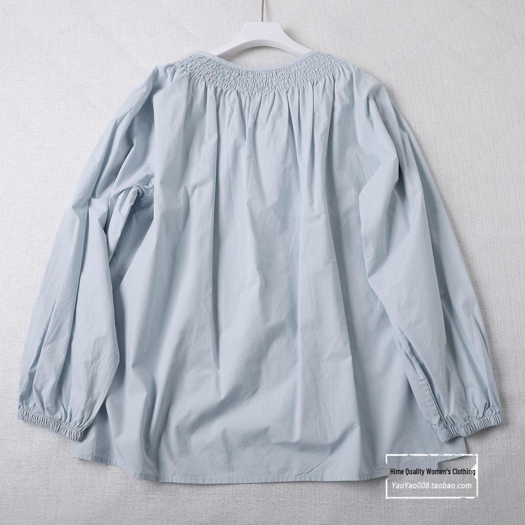 Japanese-Inspired Artistic Pleated Long Sleeve Women's Shirt - Spring Collection