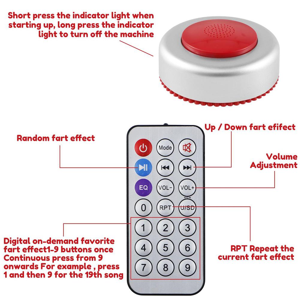 Remote Controlled Fart Machine Noise Maker with 50 Different Realistic Sounds Prank Toy Funny Gag Sound Machine for Party