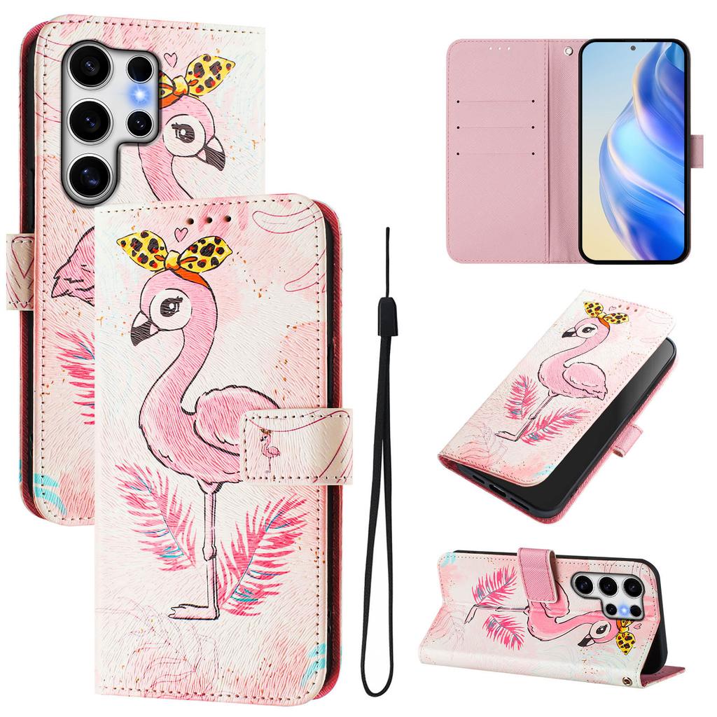 For Samsung Galaxy S25 Ultra Case Pattern Printing Wallet Phone Cover with Strap