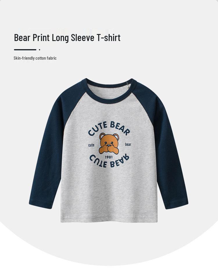 27kids Herbst 2024 Bär Langarm-T-Shirt für Kinder