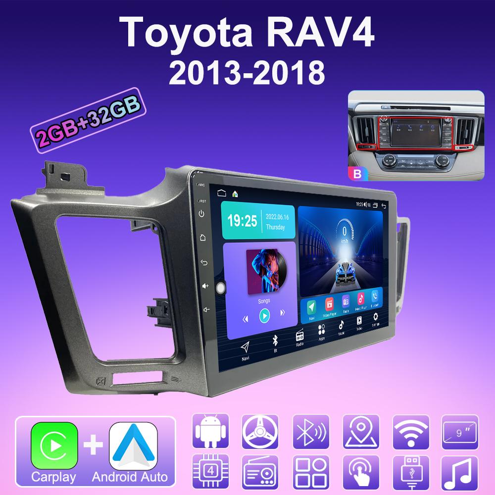 2 DIN Android Carplay Car Radio For Toyota RAV4 2013-2018 Multimedia Player Head Unit Stereo GPS Navigation BT WIFI 2+32GB