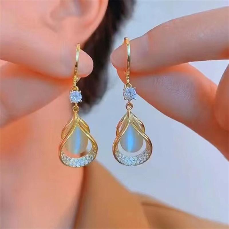 

French Elegant Super Flash Crystal Tassel Earrings For Women High-End Luxury Inlaid Zircon Delicate Ladies Earrings Zircon Gift