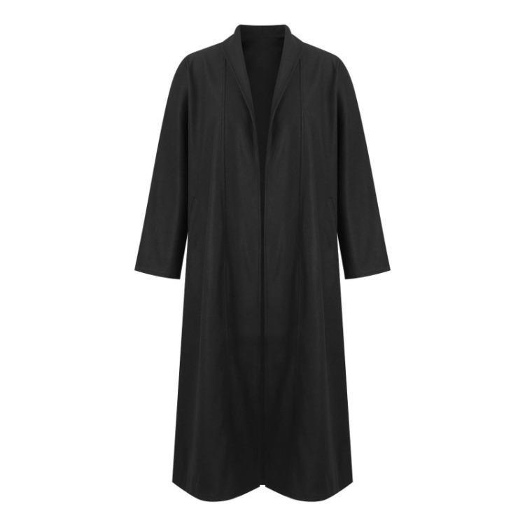 Vlněný kabát jednobarevný s dlouhým rukávem ležérní dámská módní svrchní oděv