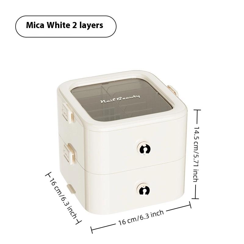 1/2/3Layer Drawer Type Press On Nail Storage Box Large Capacity Nail Storage Organizer Desktop Storage Box Cosmetic Storage Case