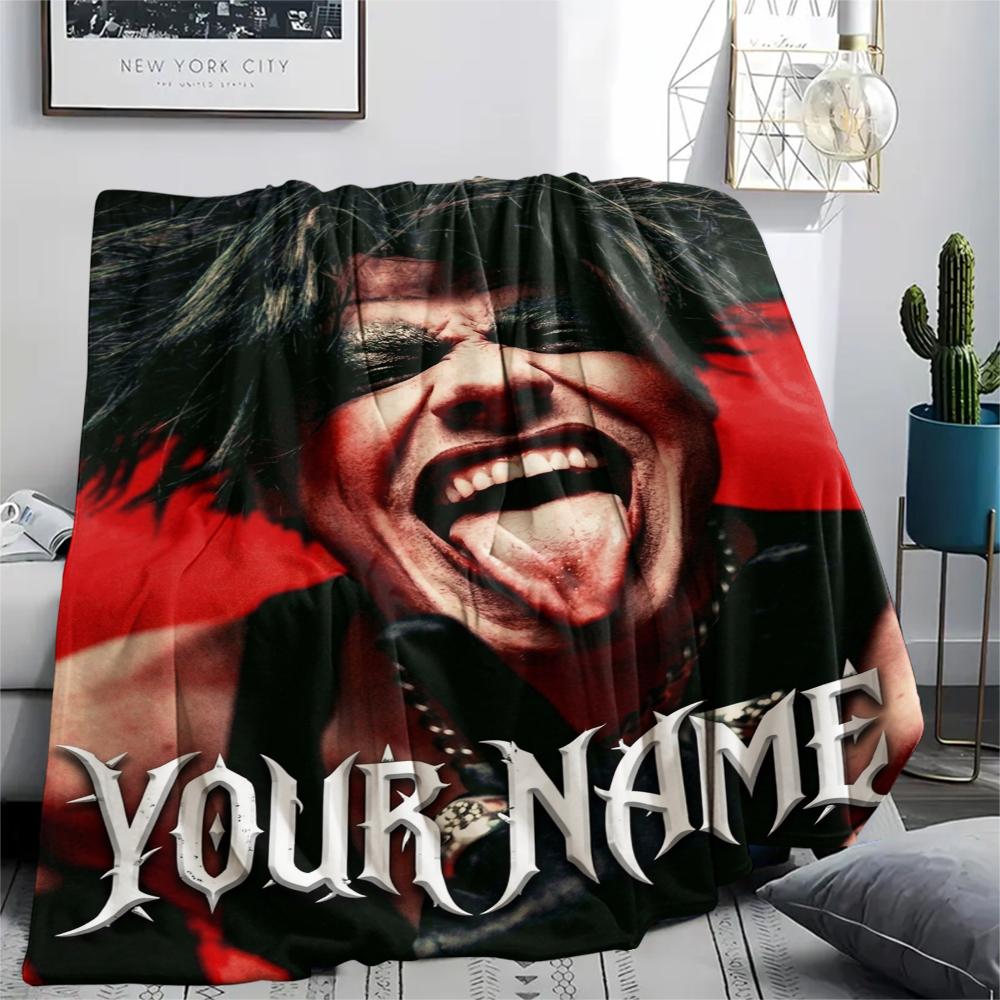 1PC Custom Name YUNGBLUD Patterned Flannel Blanket Suitable For All Seasons for Home Decor Warmth and Comfort Gifts Holiday Present_xia