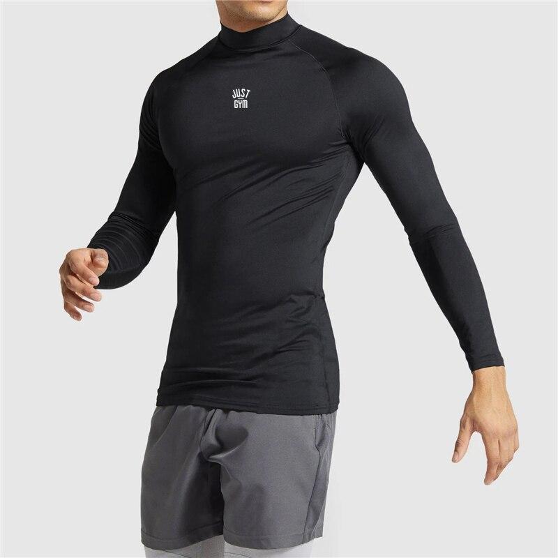 Muscleguys Herbst Herren elastische Sport-Tops Slim Fit atmungsaktive Training Langarm-Shirts