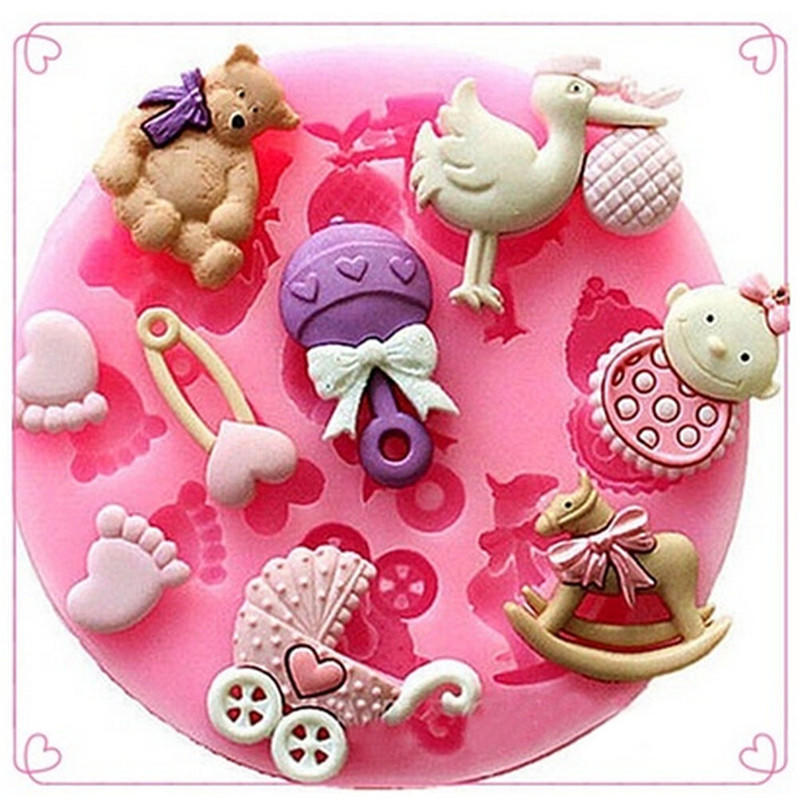 Baby Shower Silicone Fondant Cake Mould Mold Chocolate Baking Sugarcraft Decor MEIfang
