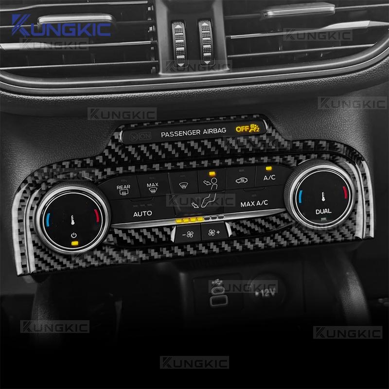 Real Soft Carbon Fiber For Ford Focus MK4 ST-LINE 2024 2025 LHD Car Central Control AC Frame Sticker