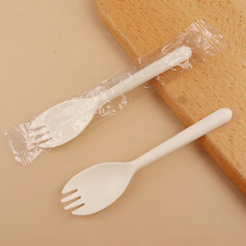 Handun Disposable White Long-Handle Plastic Sporks