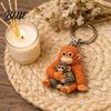 Cute Monkey Keyring 3D Keychain Holding Plush Toy Gift for Collectors Decoration Backpack Purse Bag Accessories Animal Print