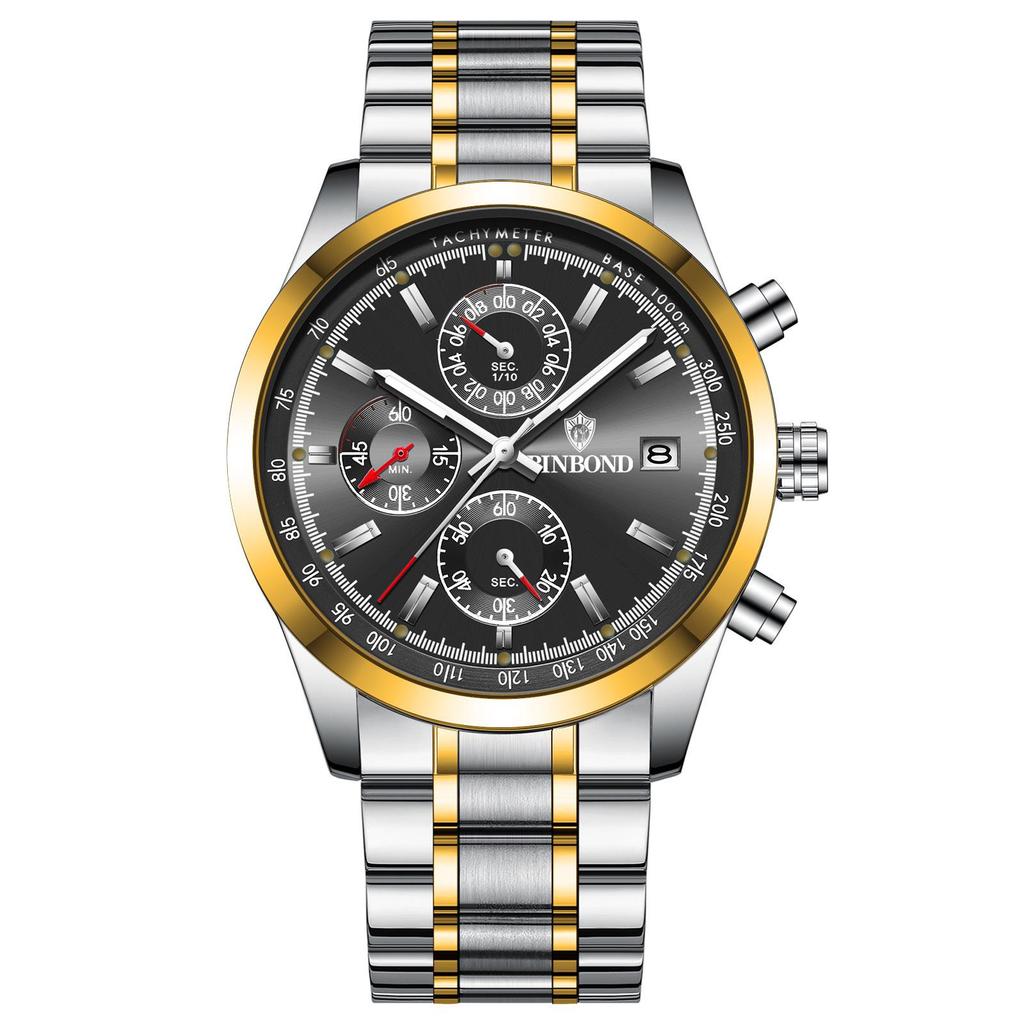 Binbang Steel Strap Men's Quartz Wristwatch - Hot Seller Live Broadcast Edition