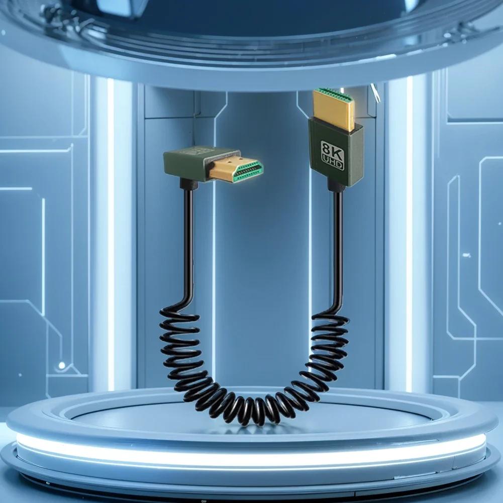 8K HDMI-Compatible To HDMI-Compatible Coiled Cable 48Gbps HDMI-Compatible To Mini/Micro HD Cable for Camera/Camcorder/PC/Monitor