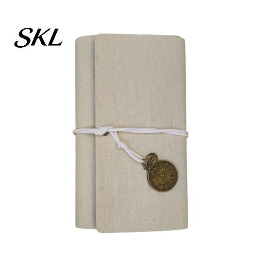Faux Leather Notebook Writing Journal Notebook, 6 Ring Loose Leaf Binder, 7 Retro Pocket Clock Decoration Inch Diary Sketchbook with Pendant