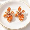 Black Flower Shaped Dangle Earrings White Faux Pearl Polka Dot Gold Tone Details For Parties Dates Daily Wear