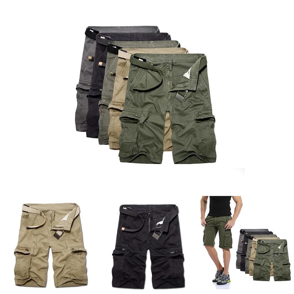 Premium Quality Men Sport Plain Cargo Shorts Military Combat Pants With Multi-pocket Design For Waist Size 29-36