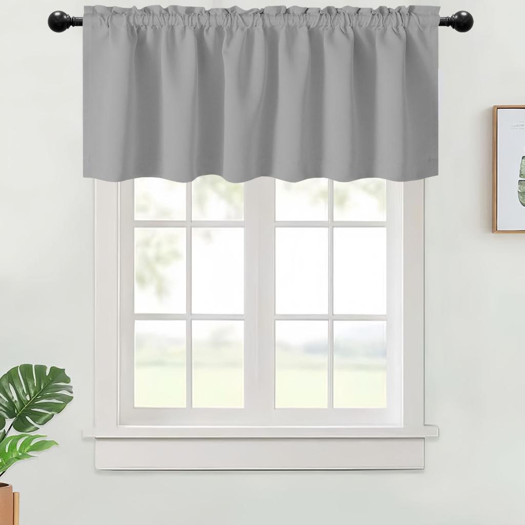 1PC, Valance Curtains Blackout Thermal Insulated Rod Pocket Window Treatment For Kitchen Living Room Bedroom Home Decoration