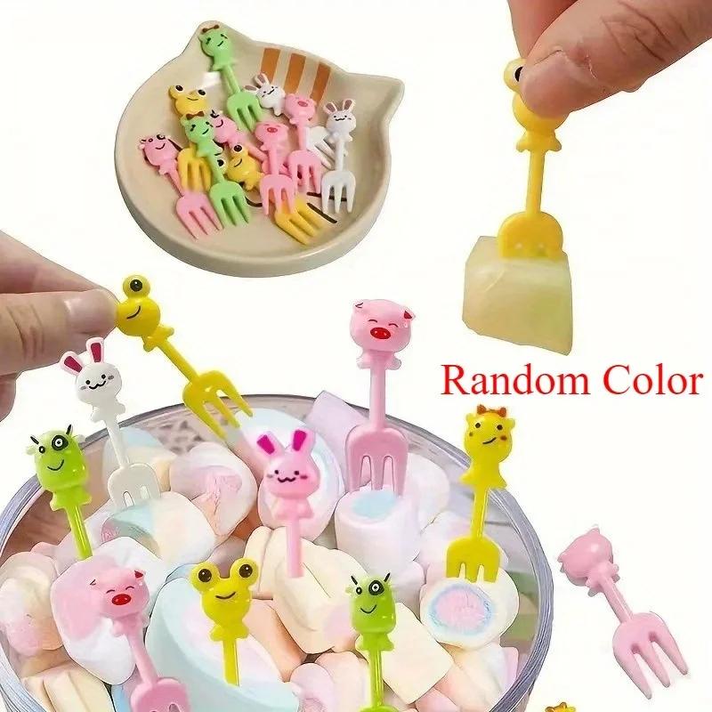 10pcs-Animal Fruit Fork Food Grade Plastic Mini Cartoon Kids Cake Fruit Toothpick Bento Lunch Bento Accessories Party Decoration