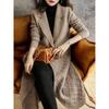 Women's Mid-Length Wool Knit Cardigan - Thickened Loose Sweater Coat for Autumn & Winter