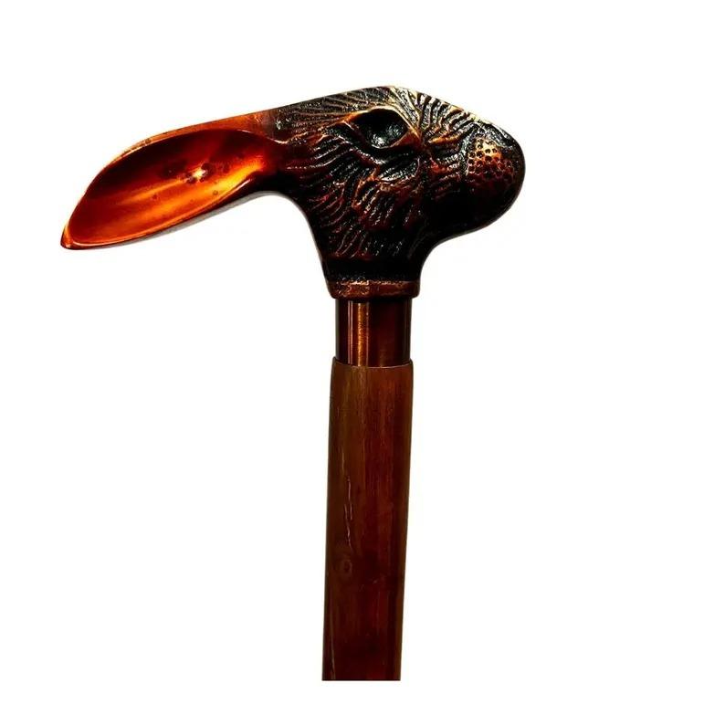 Animal design walking cane Hand carved walking stick Rabbit head walking stick