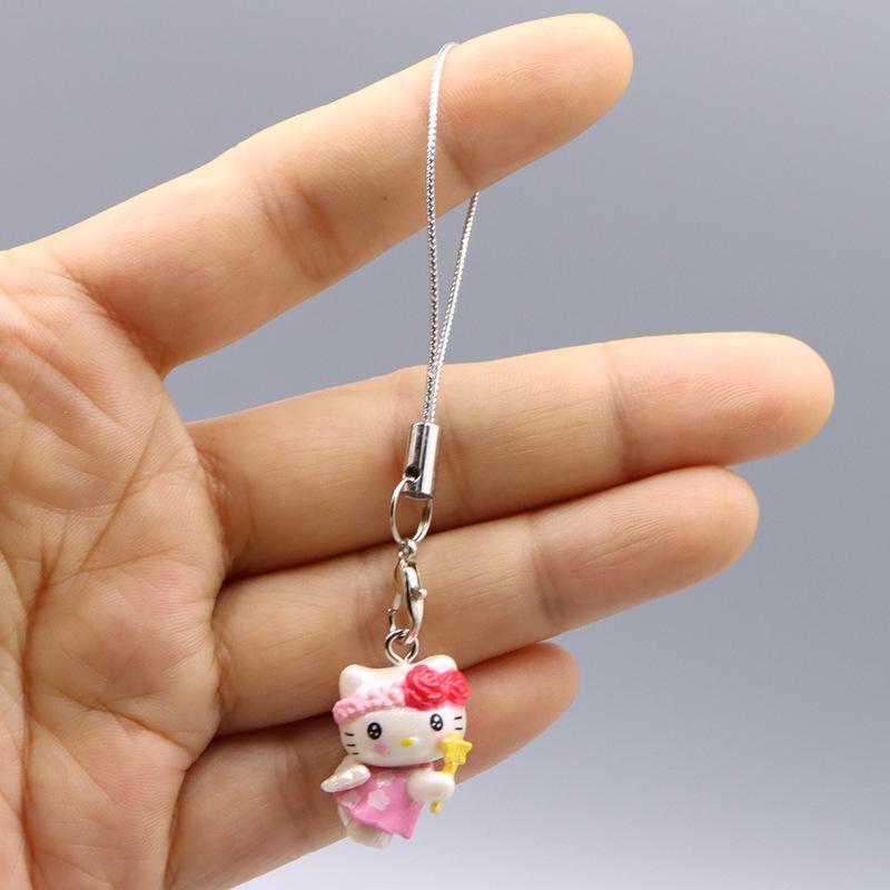 kawaii Hello Kitty Toy Pendant Cute Cat Phone Case Decorative Necklace Pendant Kawaii Women Accessories Festival Gifts