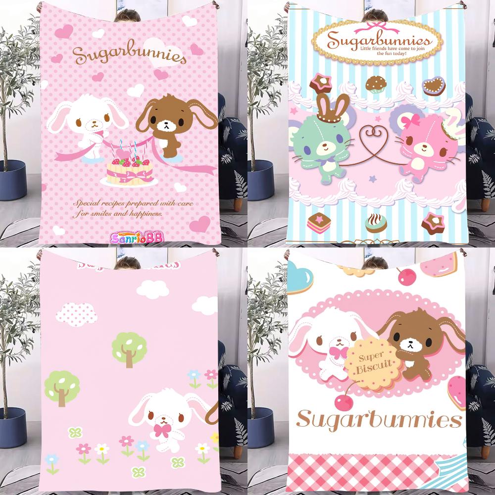 Cartoon S-Sugarbunnies Cute Rabbit Blanket Design Lightweight For Dorms, Naps, Living Room, Office,Sofa,All-Season