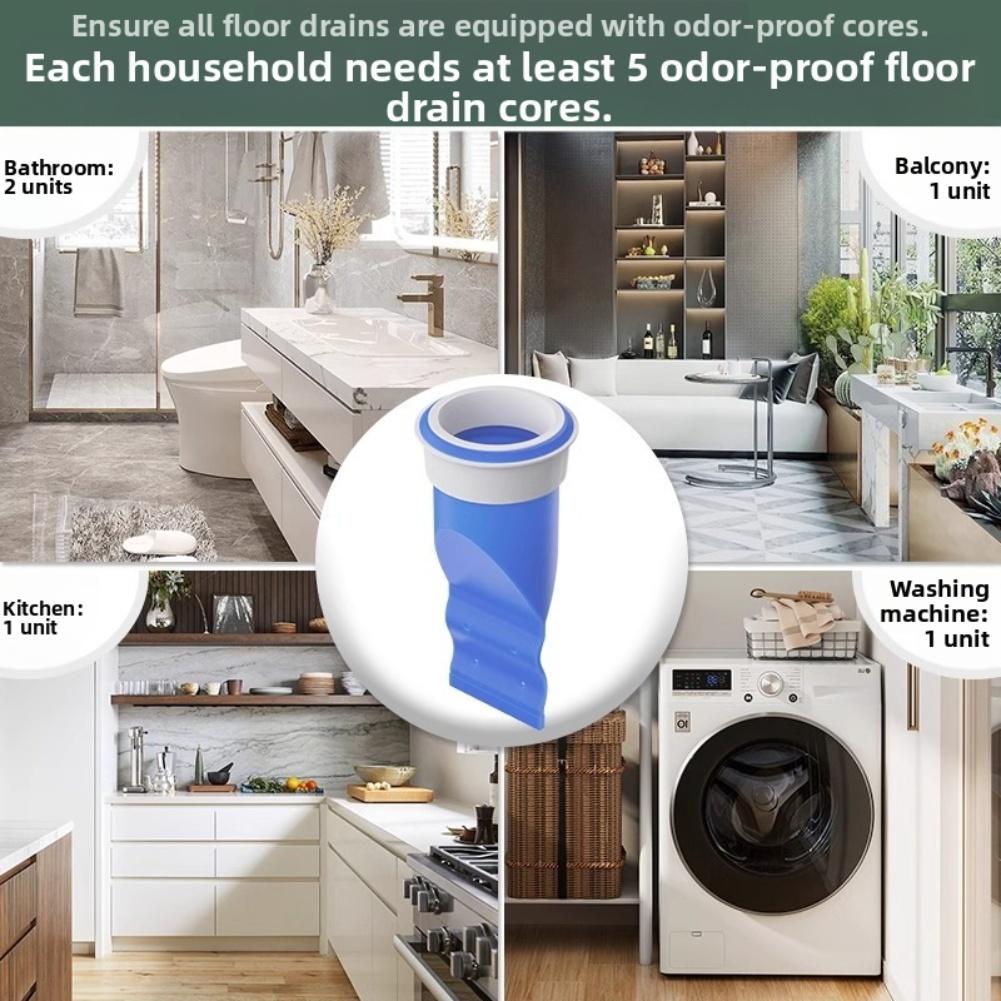 5pcs Floor Drain Core 11.5x5.2cm Adjustable Silicone Drain Anti-Odor Blocker - Fit & Easy Install Bathroom Kitchen Accessories
