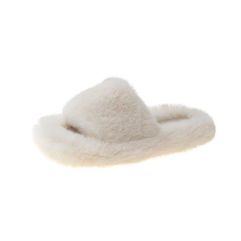 Plush fluffy fashion slippers women wear thick-soled fluffy dragging red shoes spring and autumn fluffy network 2025 autumn and winter new models