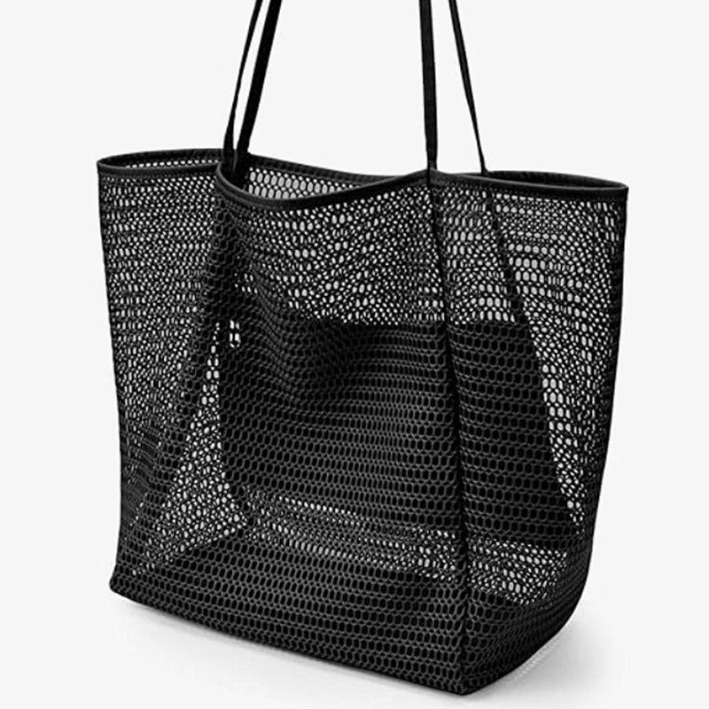 Borsa a mano grande da donna in rete con tasche multiple per viaggio, uscite e nuoto