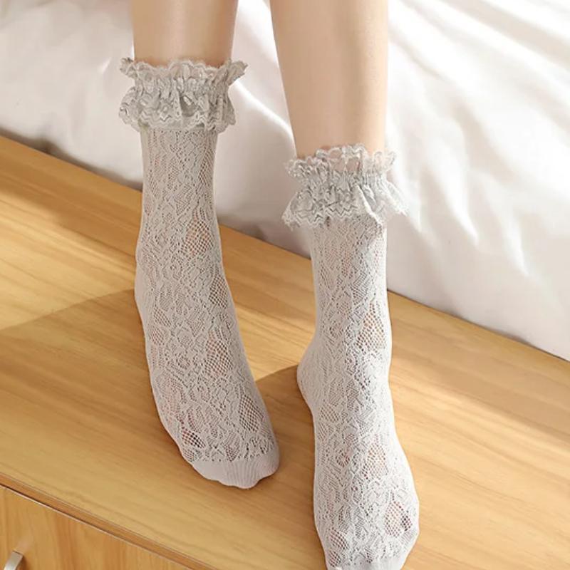 Sexy Spitze Mesh Fishnet Socken Gemischte Faser Transparente Stretch Elastizität Knöchel Net Garn Dünne Frauen Coole Socken