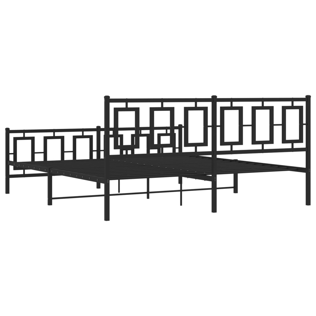 Metal Bed Frame with Headboard and Footboard Black 183 X 213 Cm