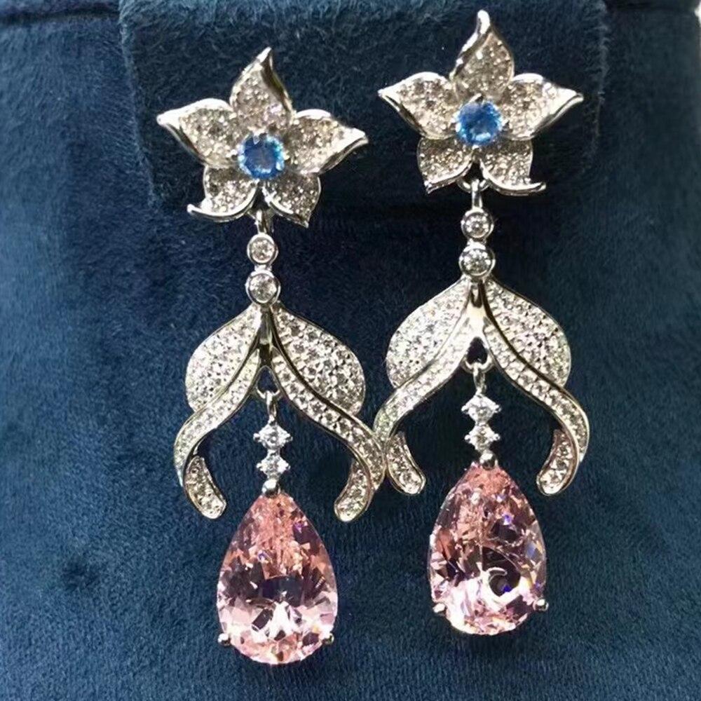 

Серьги-капли из стерлингового серебра 925 пробы 3ex 4ct Vvs Morganite Lab с бриллиантами для женщин, подарок на свадьбу и помолвку