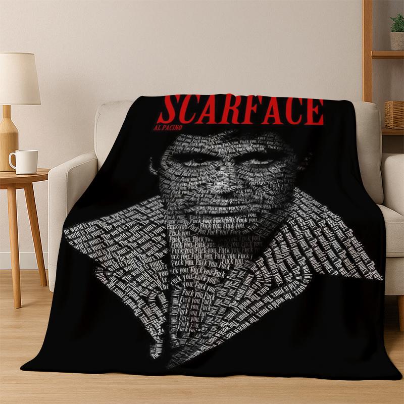 

Scarface Classic Movie Tony Flannel Blanket Soft Warm Blanket Throw Blanket for Bedroom Living Room Bed Travel Picnic Gift kid 75x90cm