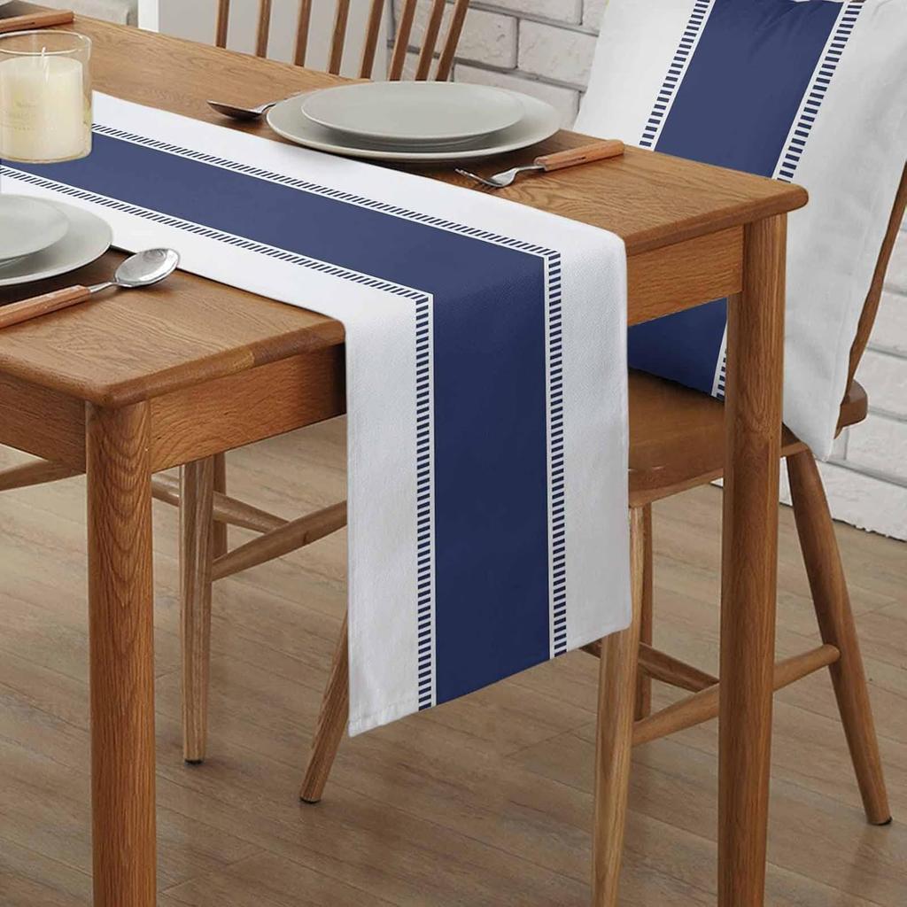 Runner da Tavola in Lino Stile Semplice Moderno Sciarpa per Comodino Decorazione Tavola Runner da Tavola a Righe Geometriche Stile Rustico Decorazione per Feste