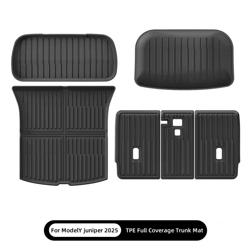 For Tesla Model Y Juniper 2025 Front Rear Trunk Mat TPE All-weather Seat Backrest Anti-Kick Mat Trunk Cargo Liner Protective Pad