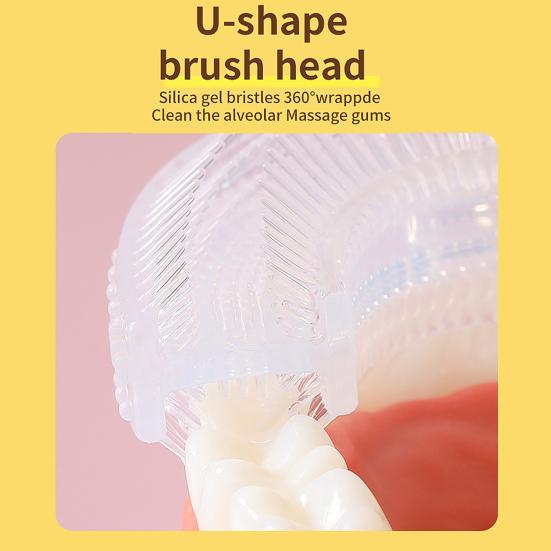 Kids Toothbrush Deeply Cleaning Soft Brush Hair Lightweight Teeth Cleaning U-Shaped Toothbrush
