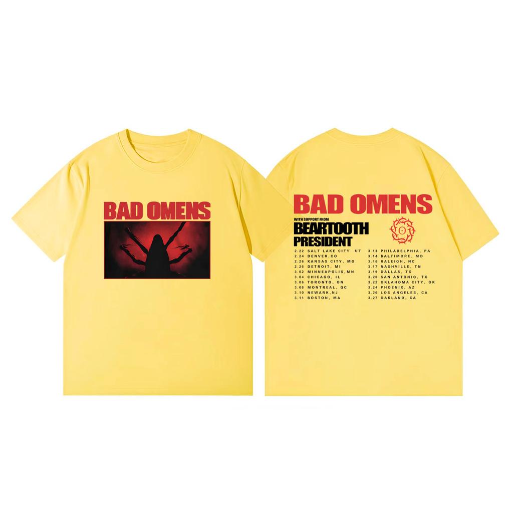Bad Omens Tour 2026 Koszulki Merch Mężczyźni Kobiety Odzież Moda Koszulka Rockowa Letnia Codzienna Luźna Koszulki z Krótkim Rękawem Streetwear