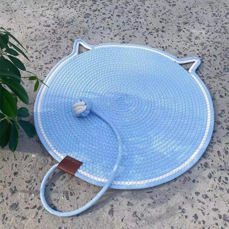 Cat Scratcher Mat Natural Cotton Rope Cat Scratching Pad Round Cat Wall & Floor Scratch Pad Furniture Protector for Wall, Sofa