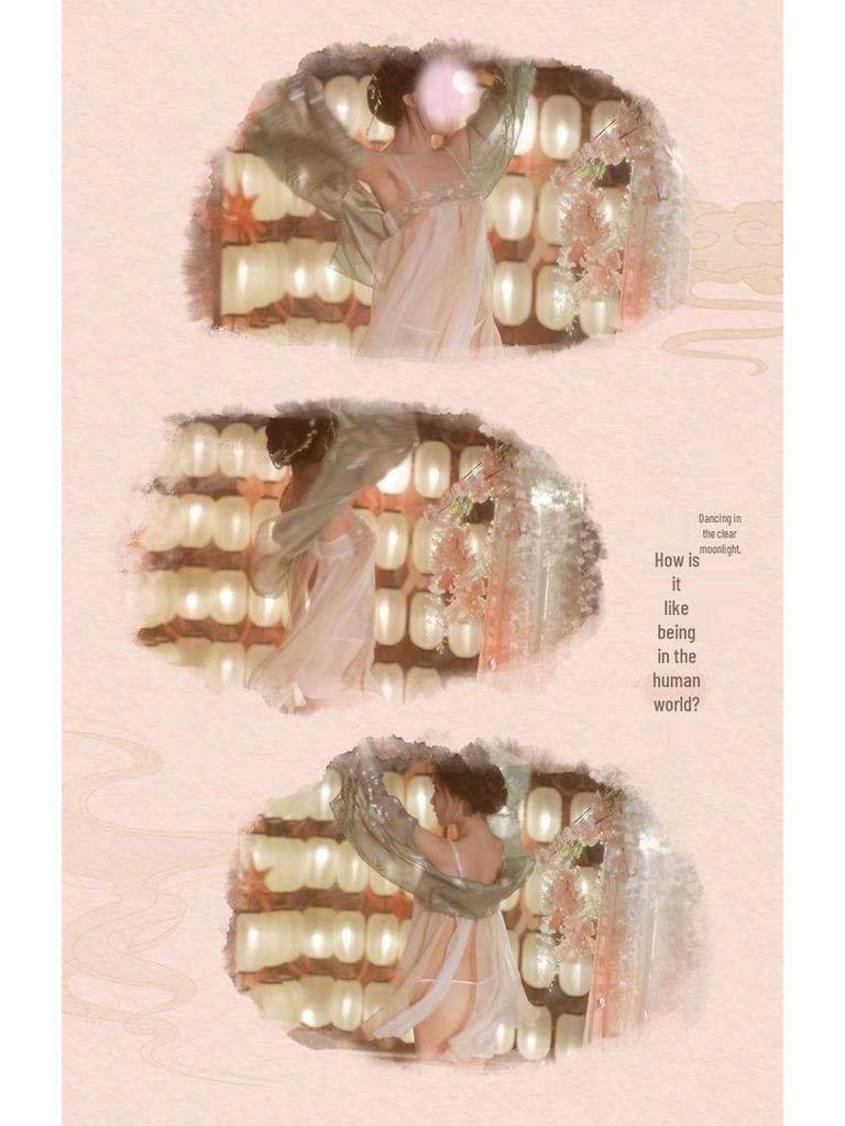 Seductive See-Through Hanfu Lingerie Set - Jade Ring Flirtation Charm 1285