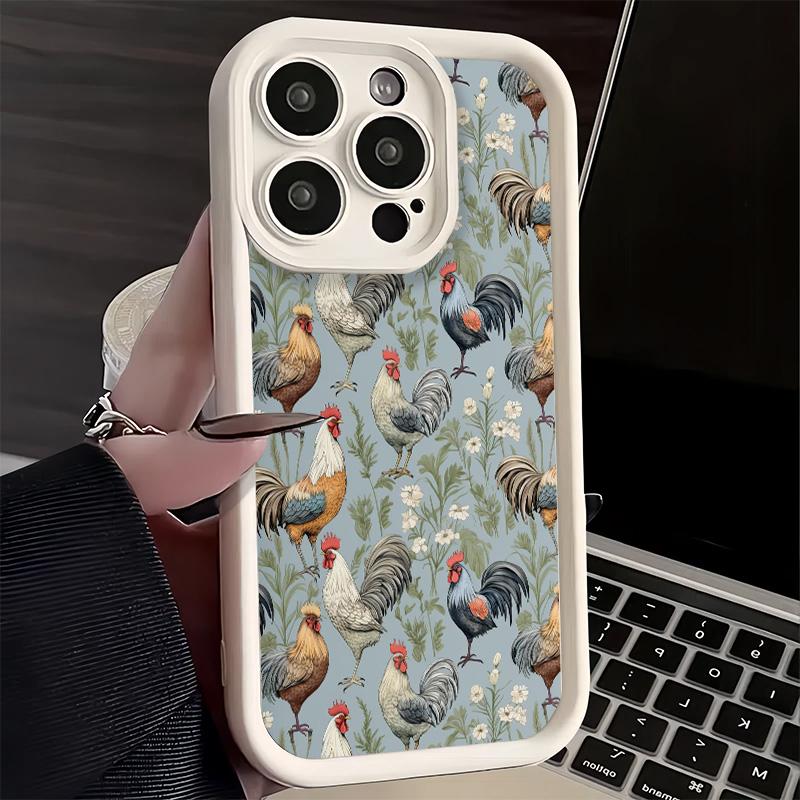 Phone Case for iPhone 17 Air 16E 15 16 Pro Max Chicken Hen Rooster Cover 14 Plus 13 12 Mini Soft Shell Silicone Fundas